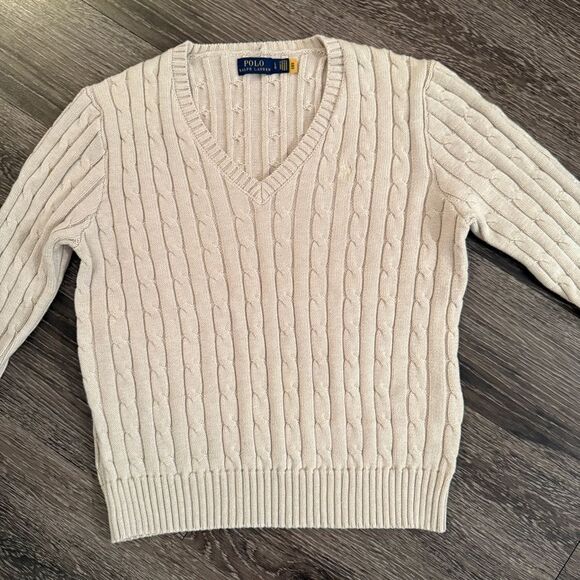 Polo Ralph Lauren Cable-Knit Cotton V-Neck Sweater - Picture 3 of 11